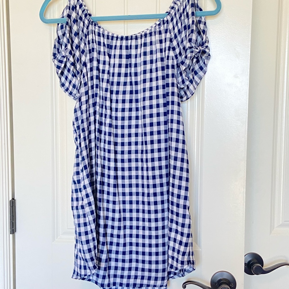 Navy Gingham Blouse